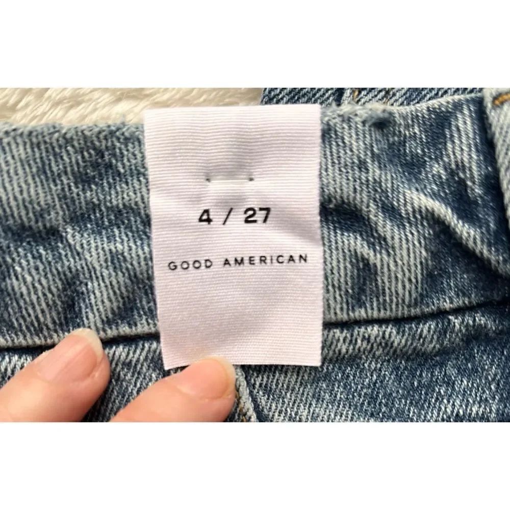 NWT Good American 90’s Duster Straight Leg Jeans in Blue950, Size 4 - Picture 16 of 16